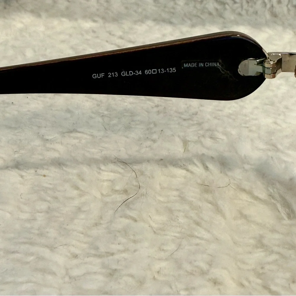 GUESS 90’s Aviators Brown Gradient Lenses in Gold Frames Logo on Leopard Arms
